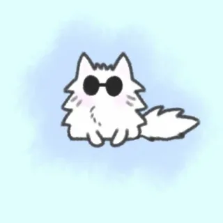 🧊 kot, okulary przeciwsłoneczne, słodki, biały, puszysty, kreskówka whatsapp sticker