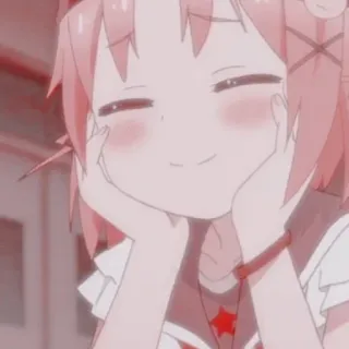 🤍 dziewczyna anime, słodkie, różowy, uśmiech, postać telegram sticker