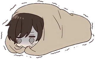 😬 Animé, Mignon, Couverture, Somnolent, Fatigué, Dessin animé telegram sticker