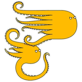 🐙 octopus, sea creature, animal, cartoon, yellow, marine life telegram sticker