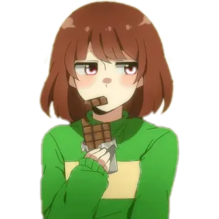 😒 Chara Undertale Chara, Undertale, chocolate, eating, anime telegram sticker