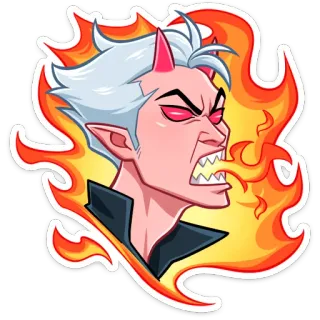 😡 demonio, ira, mal, diablo, dibujos animados, monstruo, fuego, rabia whatsapp sticker