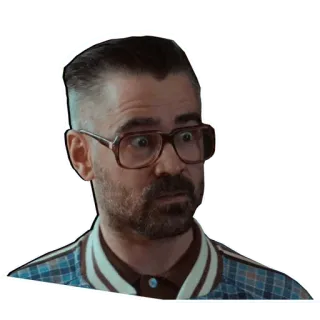 😳 Coach The Gentlemen Colin Farrell, Coach, The Gentlemen, surprised, confused, reaction, glasses, movie character whatsapp sticker