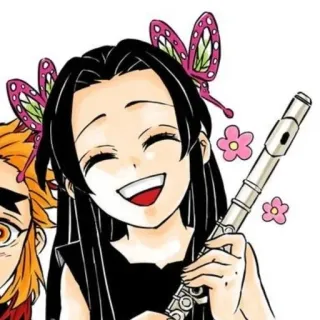 🌸 Kanae Kocho Demon Slayer Anime, Demon Slayer, Kanae Kocho, Suling, Senyum, Kupu-kupu, Imut whatsapp sticker