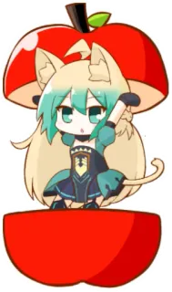 🍎 Anime, Chica gato, Manzana, Chibi telegram sticker