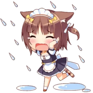 😭 Anime, Pianto, Maid, Chibi, Kawaii telegram sticker