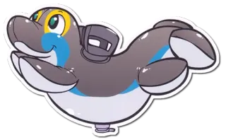 😁 phoque, dessin animé, mignon, animal, eau, mammifère, nage, personnage telegram sticker