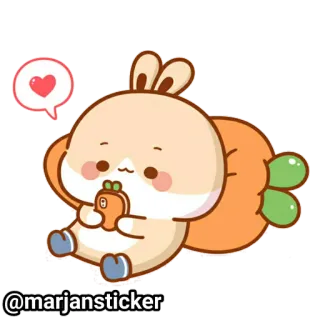 ❤️ @marjansticker кролик, морковь, милый, наклейка, животное, мультик, сердце telegram sticker
