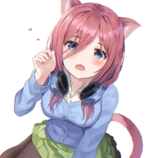 💞 Anime, Katzenmädchen, süß, Mädchen, Kopfhörer telegram sticker