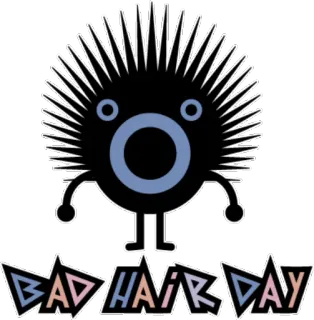 😨 BAD HAIR DAY hair, bad hair, monster, cartoon, funny, humor telegram sticker