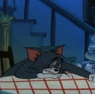 😔 Tom Cat Tom and Jerry แมว, การ์ตูน, เศร้า, เหนื่อย, ง่วง telegram sticker