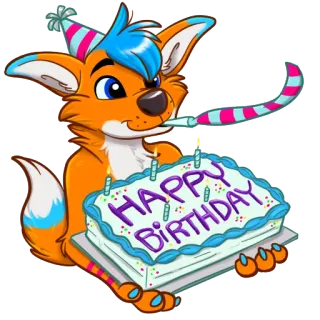 🎂 HAPPY BIRTHDAY anniversaire, gâteau, fête, soirée, renard, animal whatsapp sticker