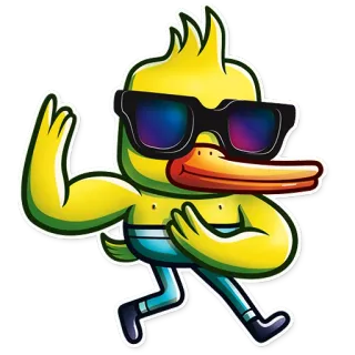 😎 Desenho animado, Pato, Óculos de sol, Músculo, Legal, Engraçado telegram sticker