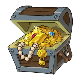 🥇 baú do tesouro, ouro, joias, riqueza, moedas, pedras preciosas, riquezas whatsapp sticker