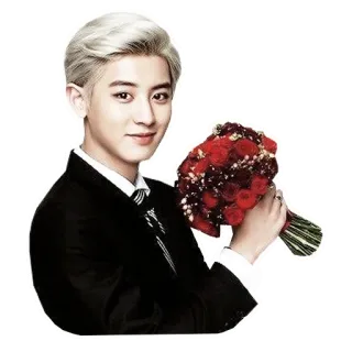 💐 hombre, ramo, flores, traje, retrato, rosas, formal whatsapp sticker