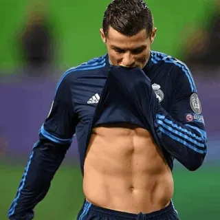 🖤 Cristiano Ronaldo 足球, 足球, 运动员, 腹肌, 赤膊, 运动 telegram sticker