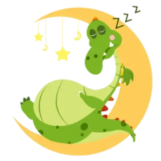 😠 дракон, луна, сон, милый, мультфильм, звезды, спящий дракон telegram sticker