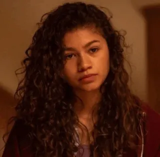 🎆 Zendaya actress, woman, curly hair, portrait, serious telegram sticker