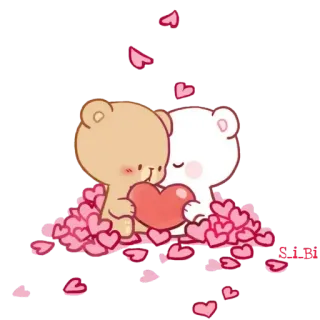 💖 熊, 爱, 心, 可爱, 卡通, 卡哇伊, 情侣 telegram sticker