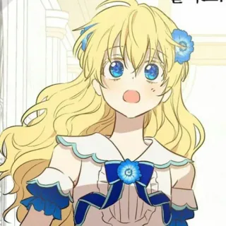 💫 chica anime, pelo rubio, ojos azules, linda, dibujos animados telegram sticker