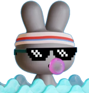 🧼 lapin cartoon, lapin, lunettes de soleil, bubble-gum, drôle, mignon whatsapp sticker