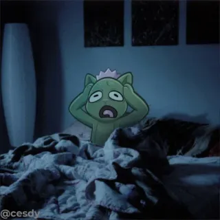 😱 @cesdy 卡通, 怪物, 床, 害怕, 夜晚 telegram sticker