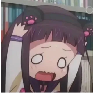 😱 anime, cartoon, shocked, frustrated, cat ears telegram sticker