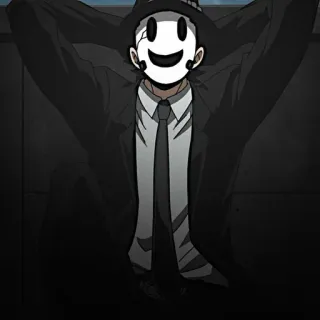 🚬 Anime, Máscara, Personaje, Oscuro, Traje, Sonriendo telegram sticker
