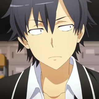 🫓 Hachiman Hikigaya My Teen Romantic Comedy SNAFU อนิเมะ, วัยรุ่น, ตัวละคร, สีหน้า, ผมสีดำ, ชุดนักเรียน whatsapp sticker