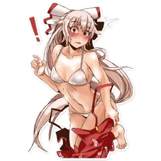 😨 อนิเมะ, บิกินี, ผู้หญิง, แฟนอาร์ต, เซ็กซี่, หน้าแดง telegram sticker