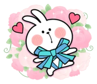 😍 Hase, niedlich, Herz, Blumen, Aufkleber, Cartoon, Häschen telegram sticker