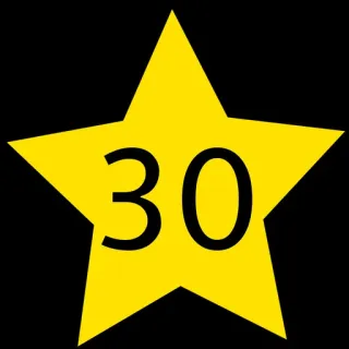 3⃣ 30 bintang, nomor, kuning, 30 telegram sticker