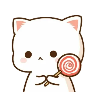 😐 cat, kitten, cute, lollipop, candy, kawaii, sweet telegram sticker