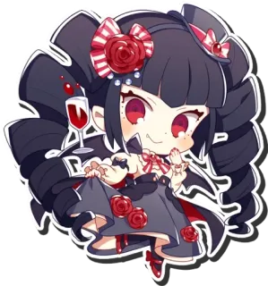 🃏 Anime, Chibi, Gótico, Vampiro, Rosa, Vermelho, Vestido, Kawaii telegram sticker