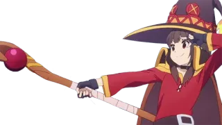 💥 Megumin Konosuba Anime, Megumin, Konosuba, Magicien, Mage, Bâton, Explosion whatsapp sticker