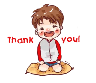 🙏 Thank you thank you, appreciation, cute, cartoon, boy telegram sticker