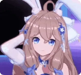 😅 garota anime, orelhas de coelho, fofo, desenho animado, feminino, streamer virtual, vtuber whatsapp sticker