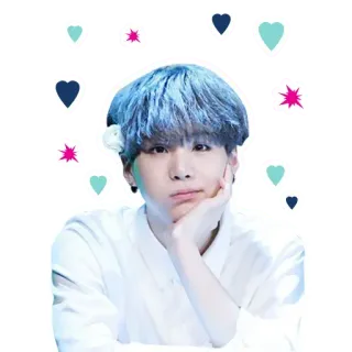 🤔 Suga Suga, K-pop, BTS, певец, айдол, голубые волосы whatsapp sticker