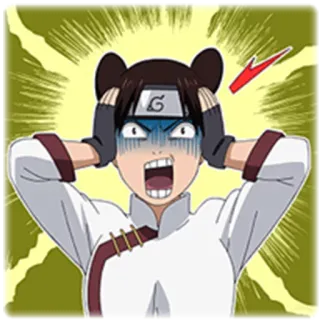 😨 Tenten Naruto anime, cartoon, geschokt, ninja, meisje telegram sticker