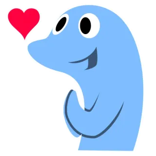 😍 dibujo animado, criatura azul, corazón, amor, personaje, lindo, amigable telegram sticker