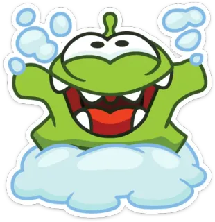 🐸 Om Nom Cut the Rope ом ном, cut the rope, милый, монстр, зеленый, игра telegram sticker