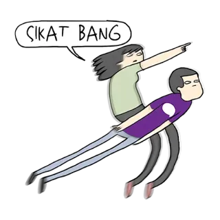 👊 SIKAT BANG Cartoon, Frau, Mann, Reiten, Lustig telegram sticker