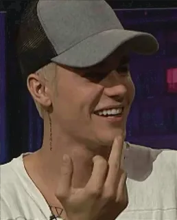 🖕 Justin Bieber ジャスティン・ビーバー, 歌手, 中指, ジェスチャー, 侮辱的 telegram sticker