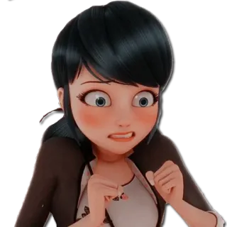 😬 Marinette Dupain-Cheng Miraculous: Tales of Ladybug & Cat Noir anime, desenho animado, Miraculous Ladybug, Marinette, envergonhado(a), personagem, animação telegram sticker