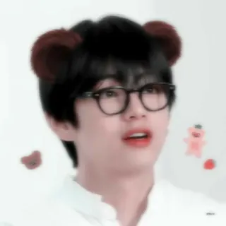 🍰 V kpop, idol, V, BTS, urso, fofo, óculos telegram sticker