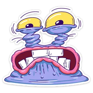 😬 monstre, dessin animé, créature, yeux, bouche, illustration, autocollant telegram sticker