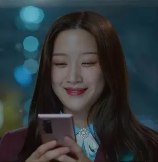 💄 vrouw, koreaans, aziatisch, glimlach, persoon, smartphone telegram sticker