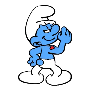 💪 Grouchy Smurf การ์ตูน, สเมิร์ฟ, สีน้ำเงิน, ขี้หงุดหงิด, เดิน whatsapp sticker