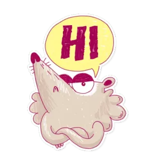 😤 HI การ์ตูน, หนู, สัตว์, ทักทาย, สวัสดี, ภาพประกอบ, ตัวละคร, เป็นมิตร telegram sticker