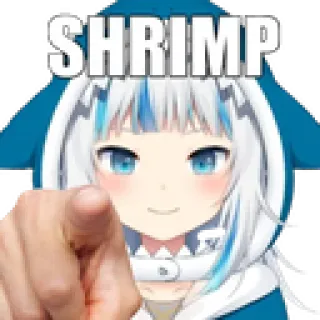 🦐 Gawr Gura SHRIMP vtuber, anime, tiburón, señalando whatsapp sticker